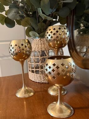 Brass Votive Holders - Set of 3